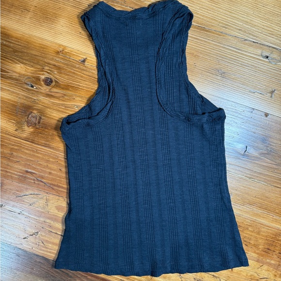 Anthropologie Pilcro Women’s Cotton Modal Ribbed Racerback Tank, Washed Black, M - Picture 8 of 13